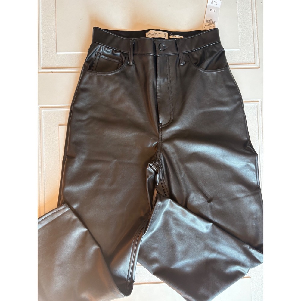 Abercrombie & Fitch Curve Love Vegan Leather Ankle Straight Ultra High Rise 27 4